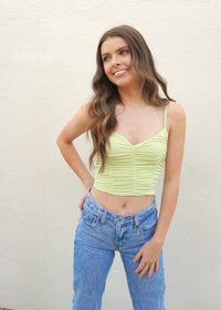 Makin' Moves Ruched Top - Light Lime Tops MerciGrace Boutique.