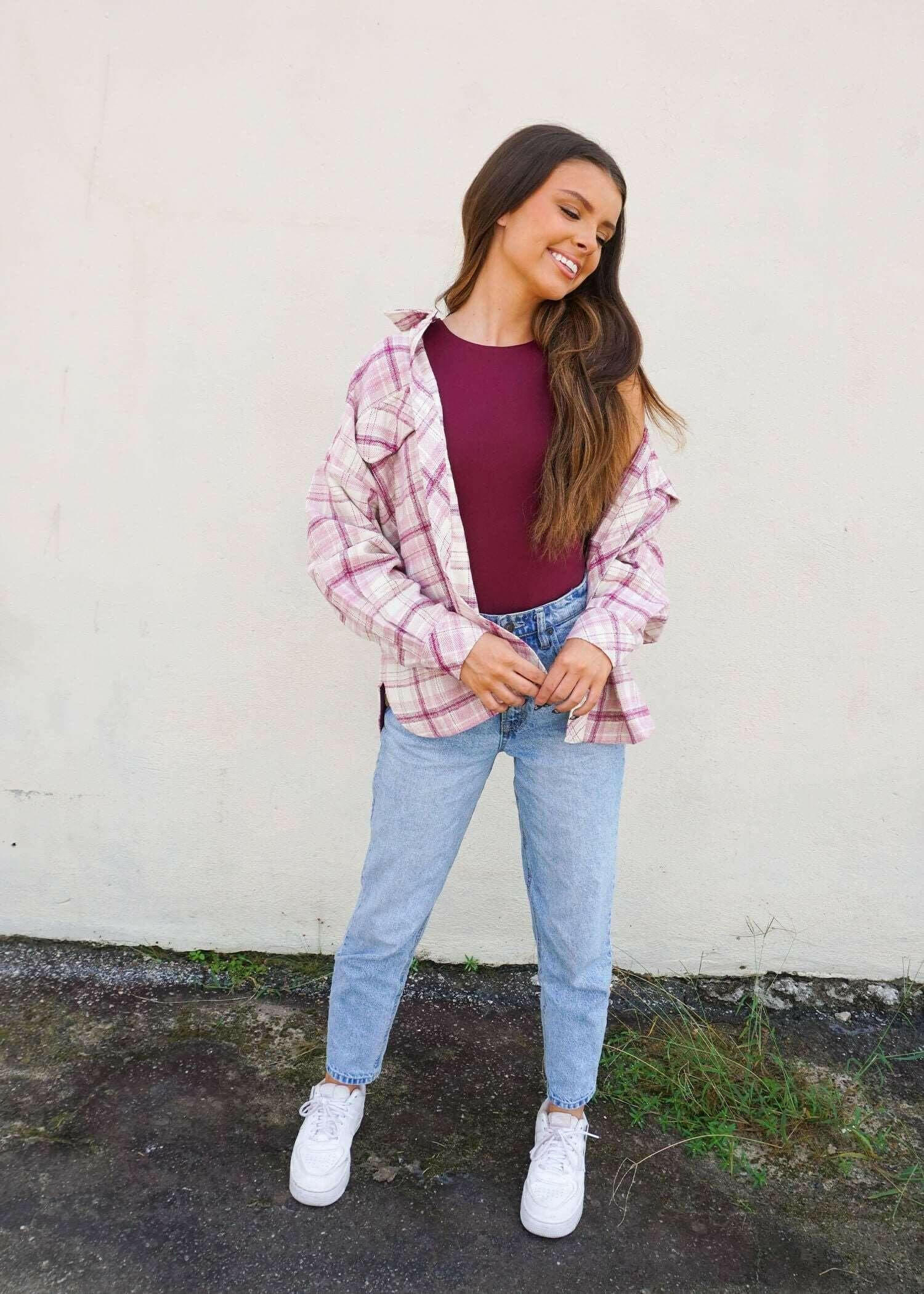 Memories Are Made Shacket - Violine Tops MerciGrace Boutique.