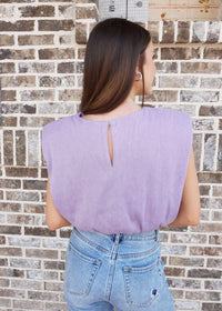 On the Edge Pleated Top - Purple Tops MerciGrace Boutique.
