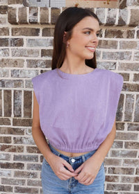 On the Edge Pleated Top - Purple Tops MerciGrace Boutique.