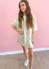 On The Move Oversized T-Shirt Dress - Tie Bone Cream Tops MerciGrace Boutique.