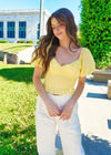 Passport to Paris Puff Sleeve - Yellow Tops MerciGrace Boutique.