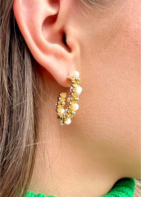 Peggy Hoops - Gold/Pearl Earrings MerciGrace Boutique.