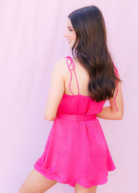 Go With It Romper Dress - Fuchsia Dress MerciGrace Boutique.