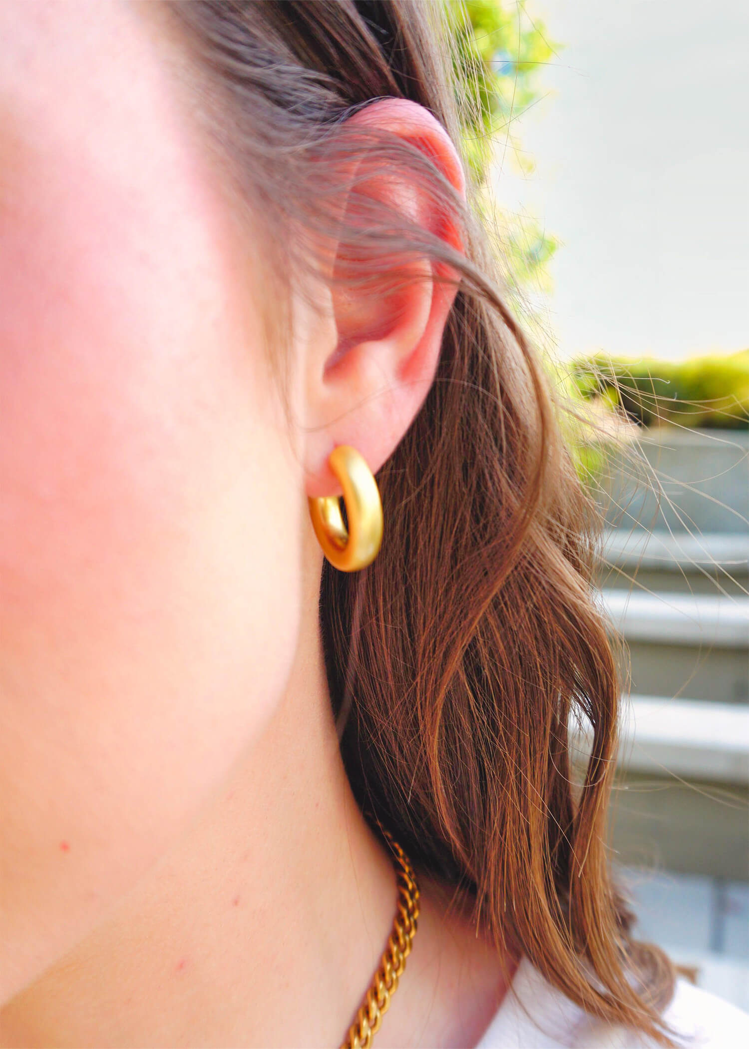 Raley Hoop Earrings - Matte Gold Earrings MerciGrace Boutique.