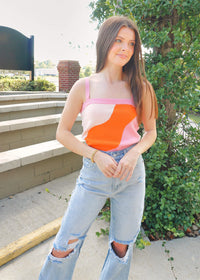 Ready To Go Sweater Tank - Rose/Multi Tops MerciGrace Boutique.