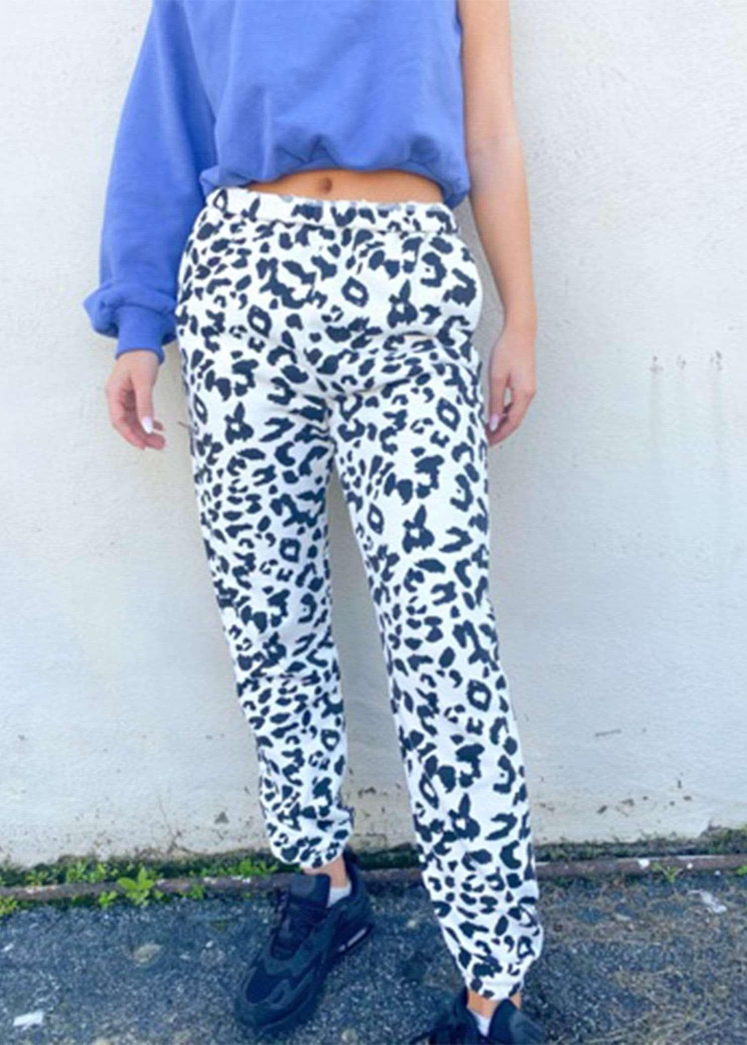 Running From You Jogger - Snow Leopard Pants MerciGrace Boutique.