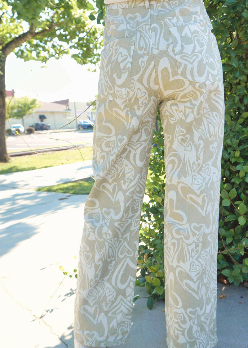 Seal It With A Heart Pants - Khaki Pants MerciGrace Boutique.