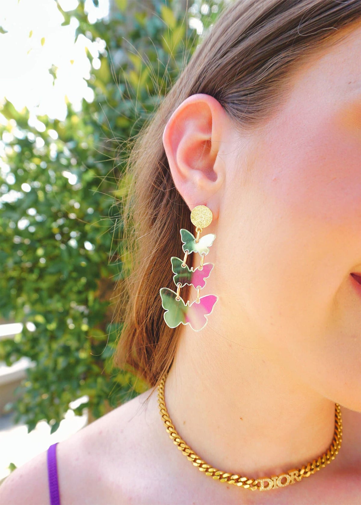 Searching For Butterflies Earrings - Iridescent Earrings MerciGrace Boutique.