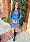 See The Sparkle Mini Dress - Blue Dress MerciGrace Boutique.