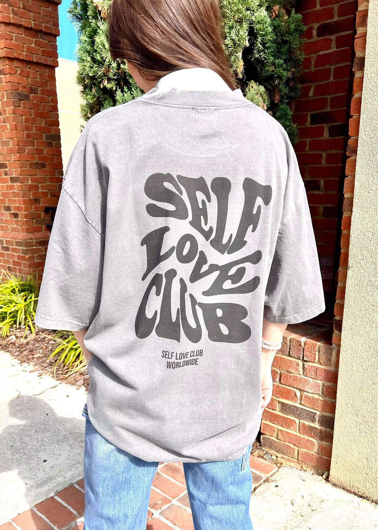 Self Love Club Tee - Charcoal T-Shirt MerciGrace Boutique.