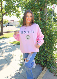 She's Moody Sweatshirt - Pink Sweatshirt MerciGrace Boutique.