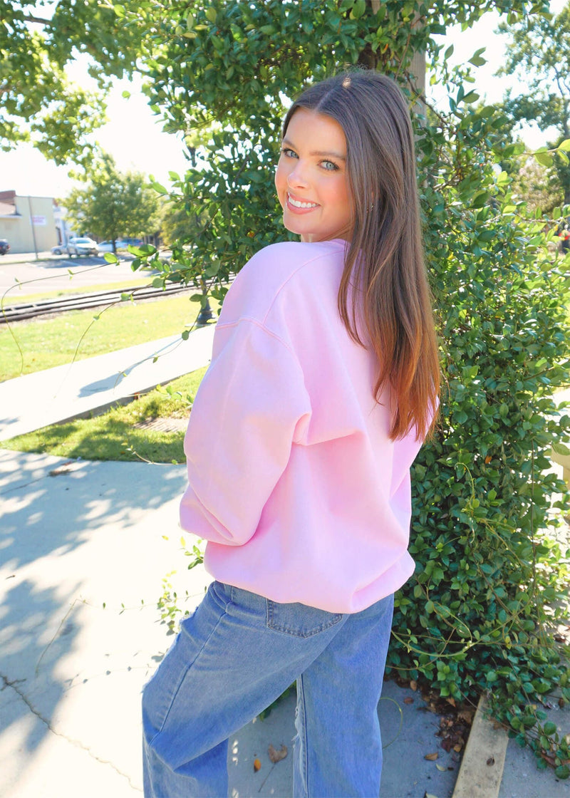 She's Moody Sweatshirt - Pink Sweatshirt MerciGrace Boutique.