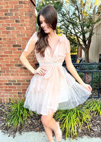 She's The Moment Mini Dress - Blush Dress MerciGrace Boutique.