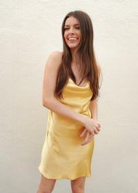 Smiles All Around Mini Dress - Gold Dress MerciGrace Boutique.