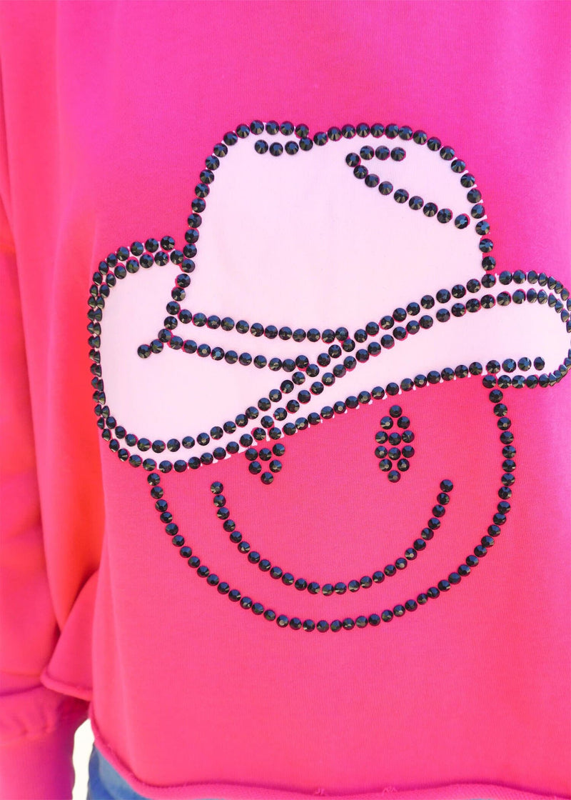 Smiling All The Way To You Sweatshirt - Hot Pink Sweatshirt MerciGrace Boutique.