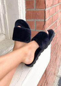 Snuggled Me Up Slippers - Black Shoes MerciGrace Boutique.