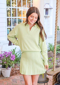 So It Begins Pleated Skirt - Spring Green - MerciGrace BoutiqueSkirt