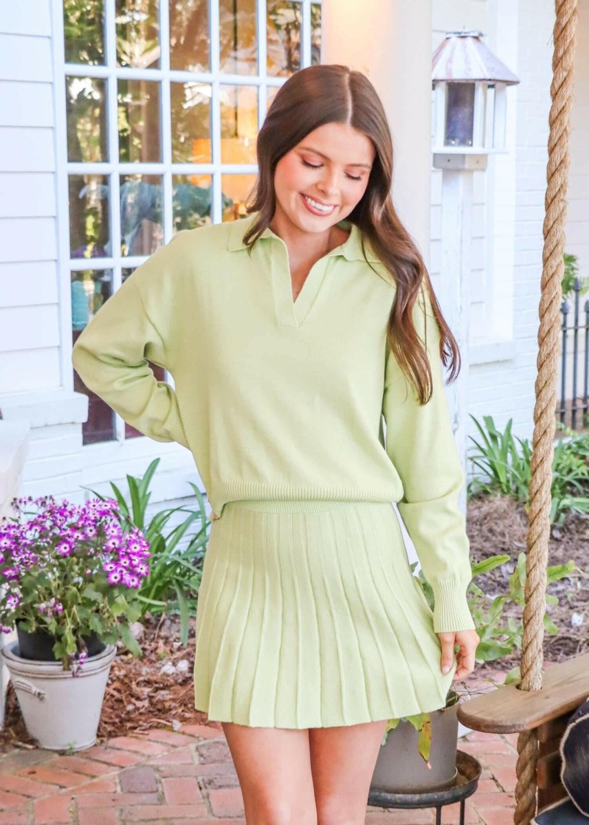 So It Begins Pleated Skirt - Spring Green - MerciGrace BoutiqueSkirt