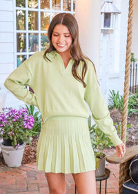 So It Begins Pleated Skirt - Spring Green - MerciGrace BoutiqueSkirt