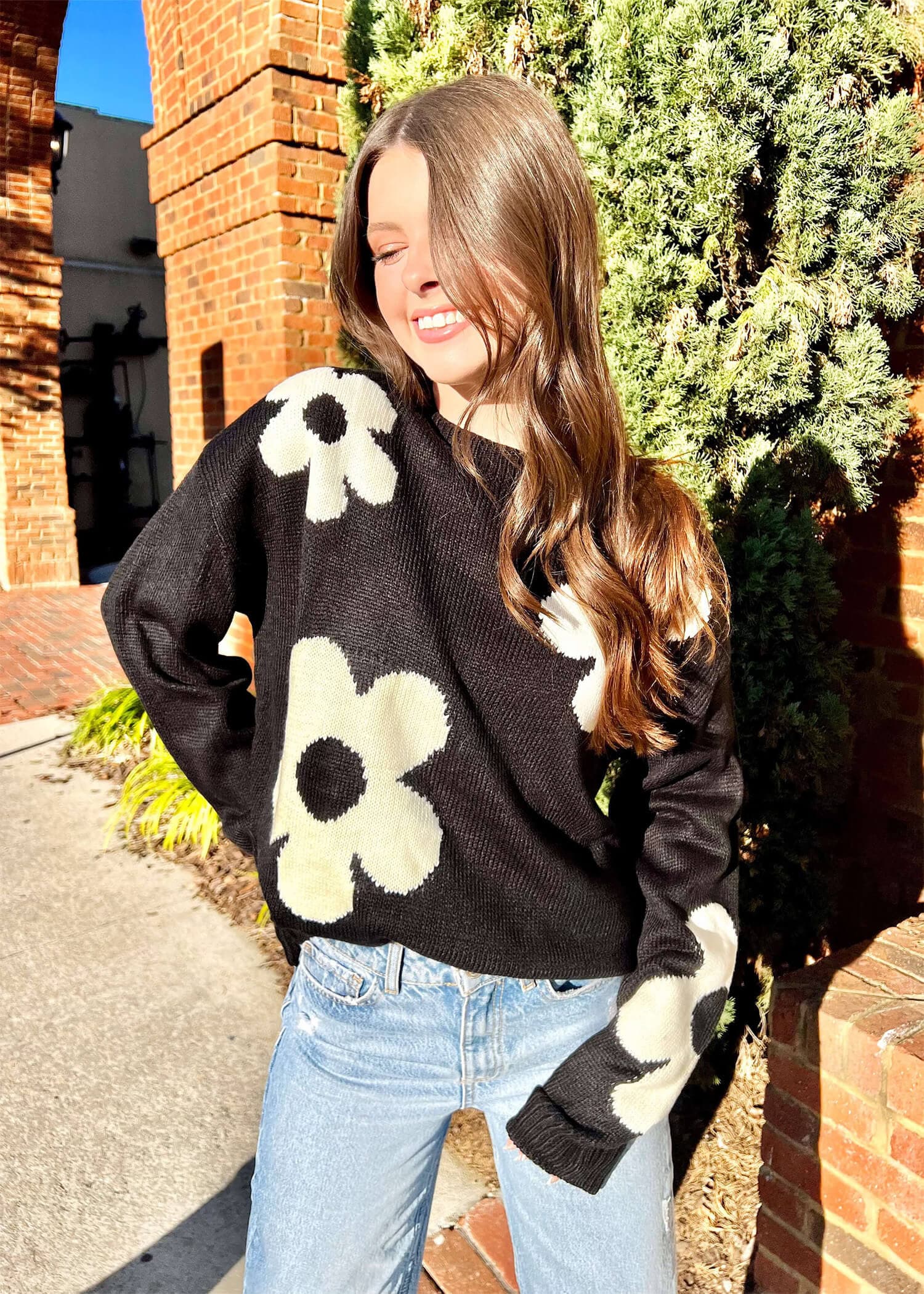 So It Goes Sweater - Black/Cream Sweater MerciGrace Boutique.