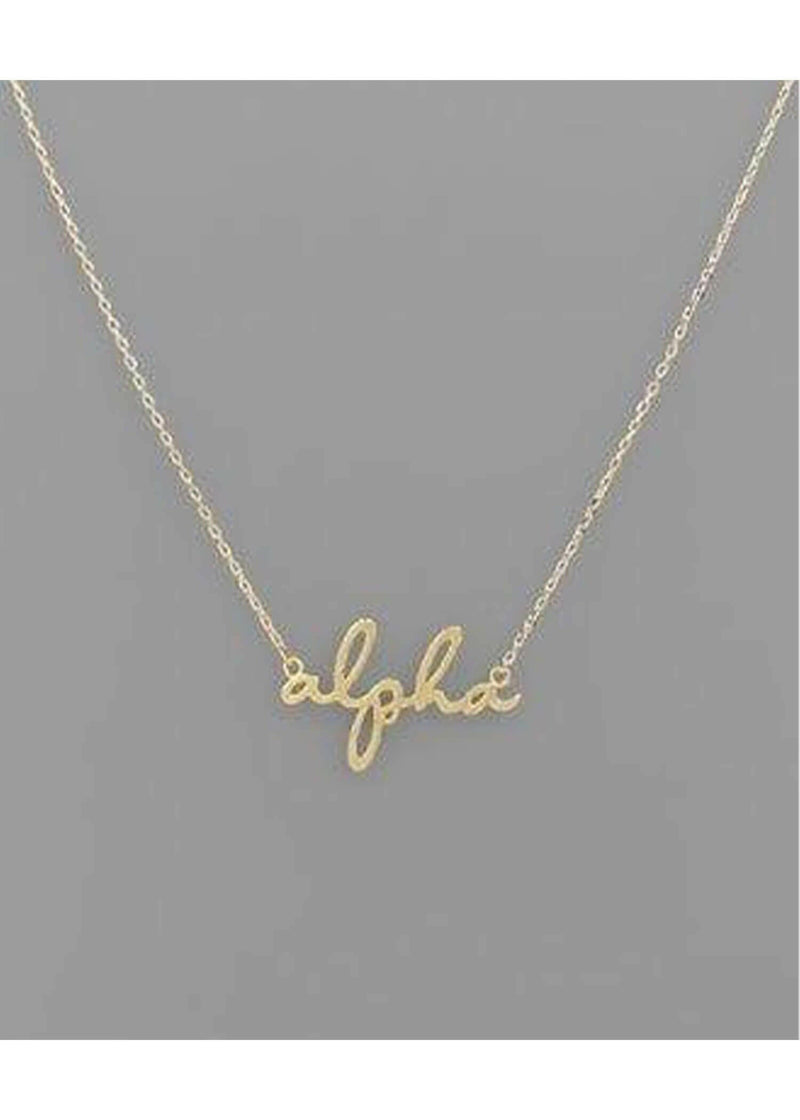 Sorority Letter ALPHA Necklace - Gold Necklace MerciGrace Boutique.