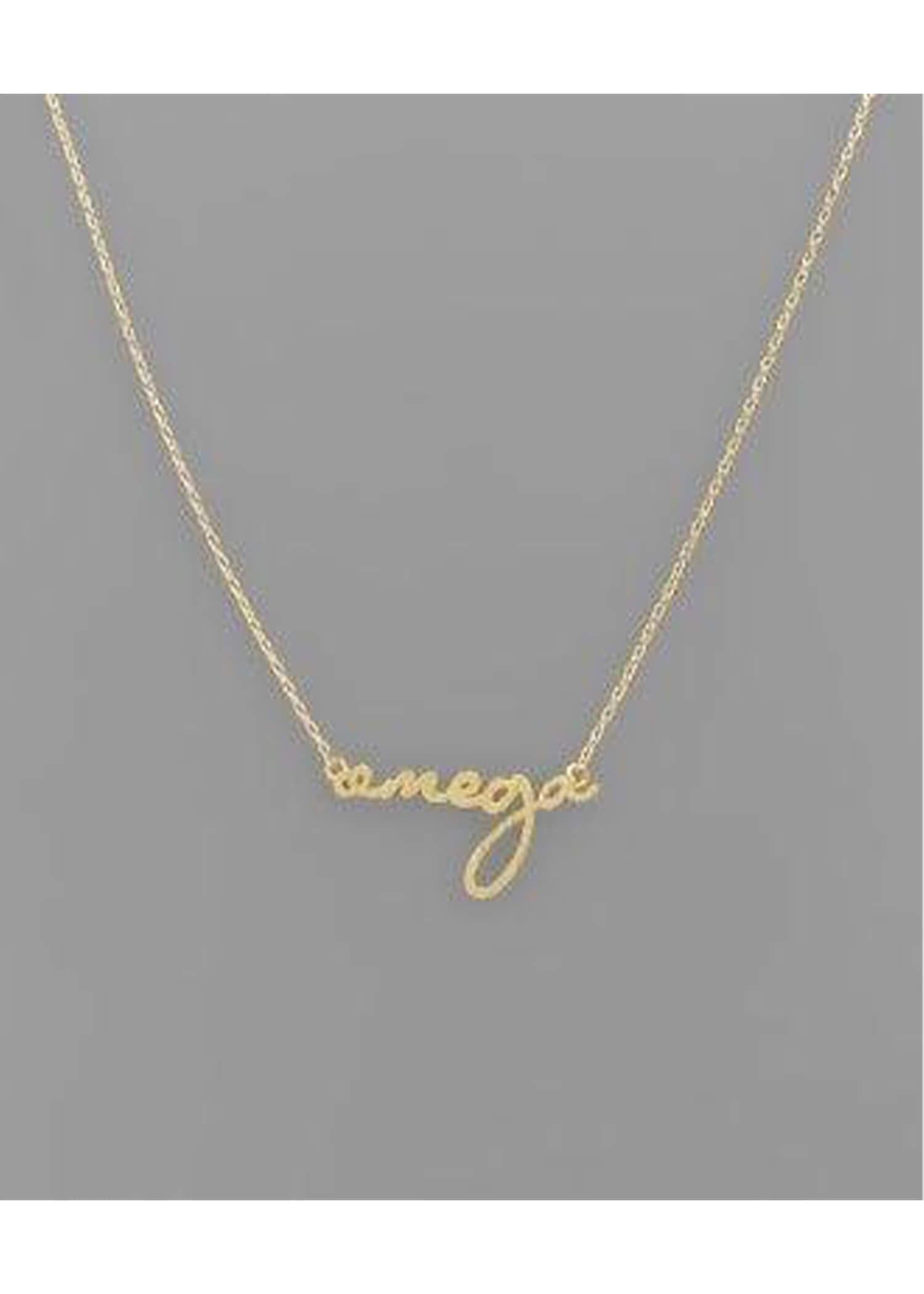 Sorority Letter OMEGA Necklace - Gold Necklace MerciGrace Boutique.