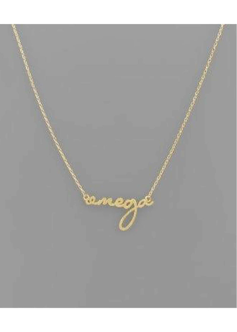 Sorority Letter OMEGA Necklace - Gold Necklace MerciGrace Boutique.