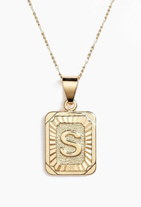 Stamped Forever Initial Necklace - Gold - MerciGrace BoutiqueNecklace