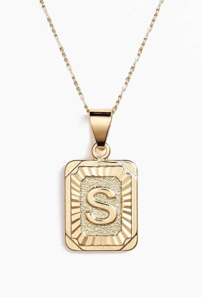 Stamped Forever Initial Necklace - Gold - MerciGrace BoutiqueNecklace
