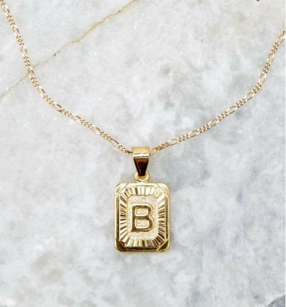Stamped Forever Initial Necklace - Gold - MerciGrace BoutiqueNecklace