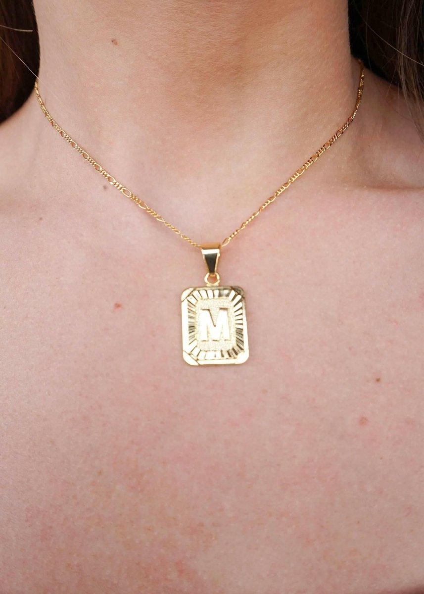 Stamped Forever Initial Necklace - Gold