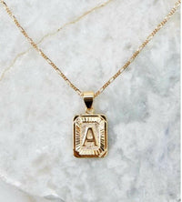 Stamped Forever Initial Necklace - Gold - MerciGrace BoutiqueNecklace