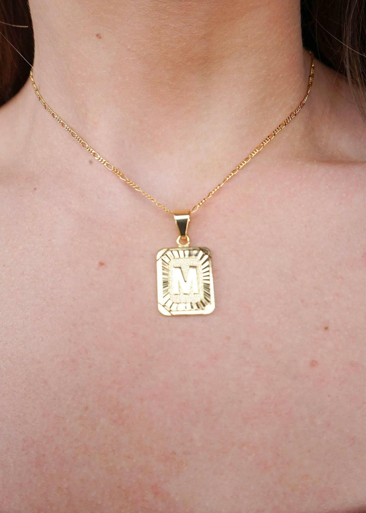 Stamped Forever Initial Necklace - Gold Necklace MerciGrace Boutique.