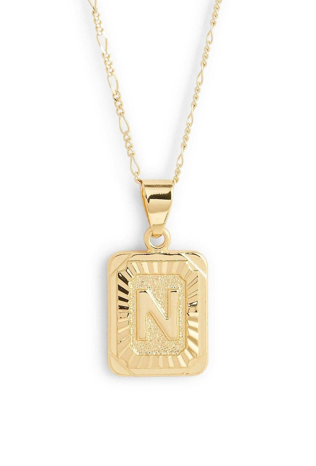 Stamped Forever Initial Necklace - Gold Necklace MerciGrace Boutique.