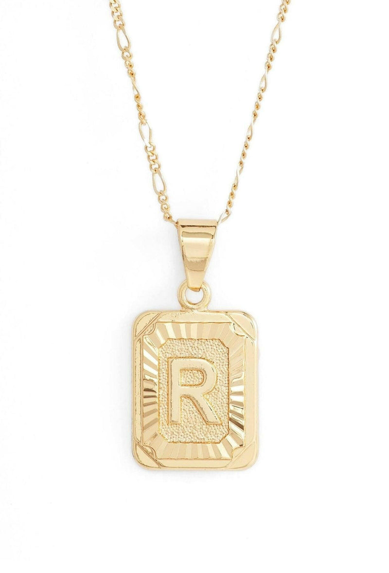 Stamped Forever Initial Necklace - Gold Necklace MerciGrace Boutique.