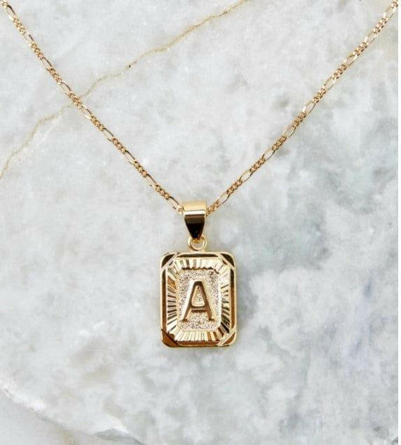 Stamped Forever Initial Necklace - Gold Necklace MerciGrace Boutique.