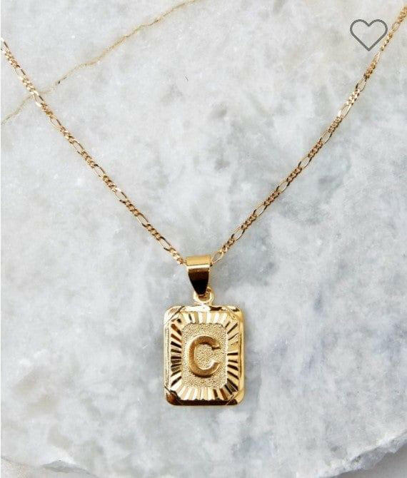 Stamped Forever Initial Necklace - Gold Necklace MerciGrace Boutique.