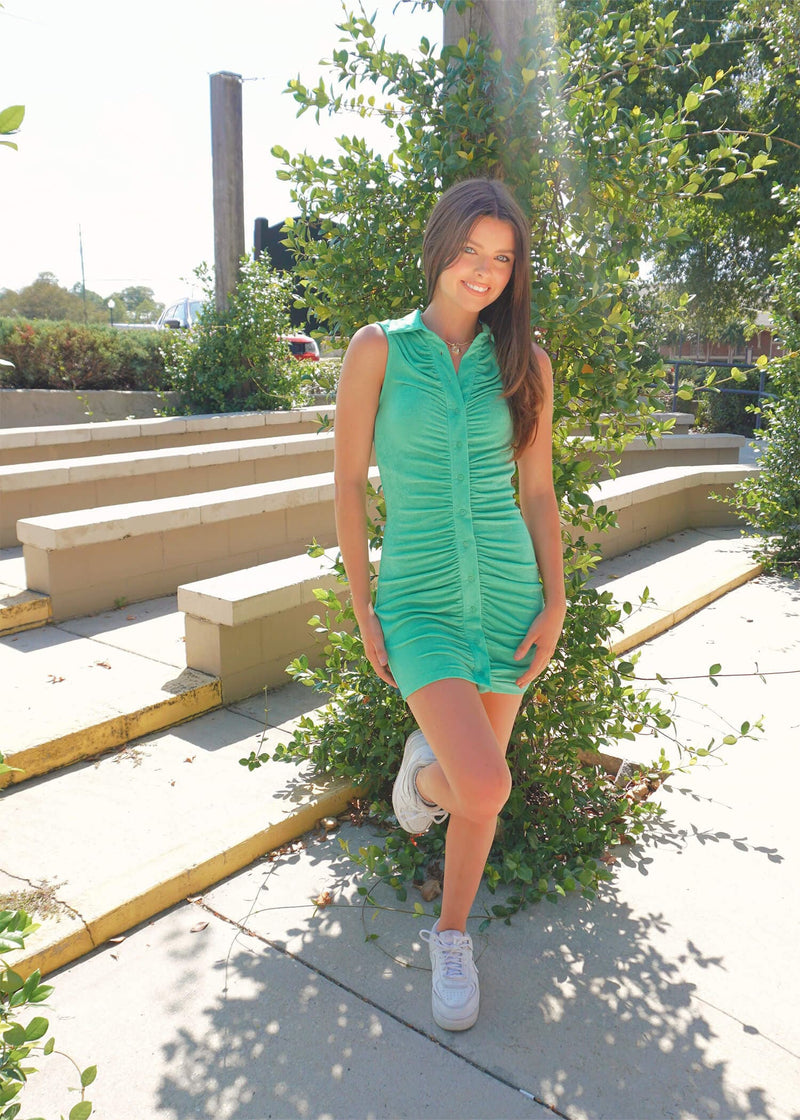 Stand Out Mini Dress - Green Dress MerciGrace Boutique.