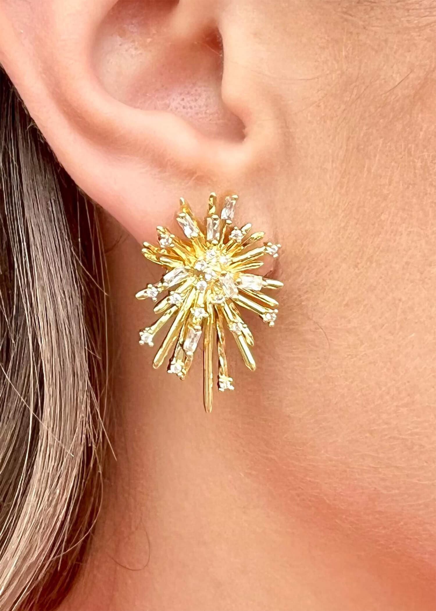 Star Cluster Stud Earrings - Gold Earrings MerciGrace Boutique.