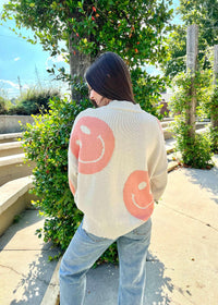 Stay Happy Sweater - Papaya Punch Sweater MerciGrace Boutique.