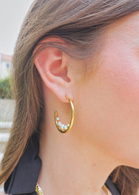 Still Dreaming Pearl Hoops - Gold Earrings MerciGrace Boutique.