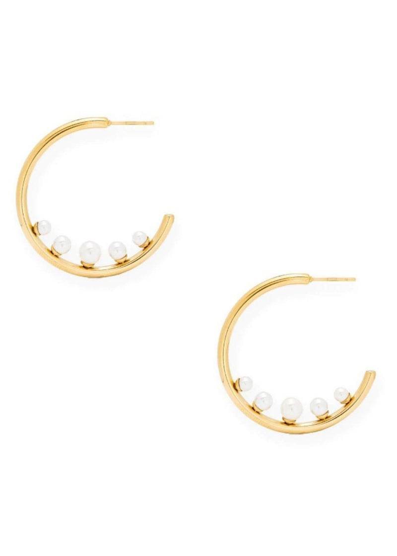 Still Dreaming Pearl Hoops - Gold Earrings MerciGrace Boutique.
