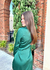 Still Dreaming Satin Mini Dress - Forest Green Dress MerciGrace Boutique.