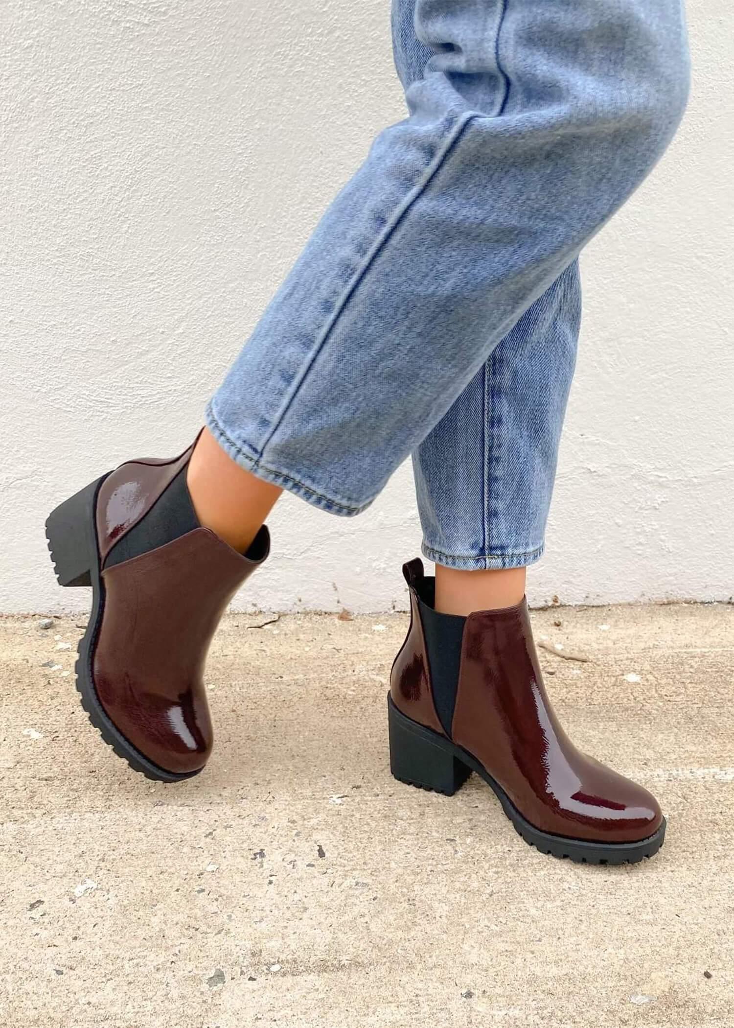 Take Me On Booties - Burgundy Shoes MerciGrace Boutique.