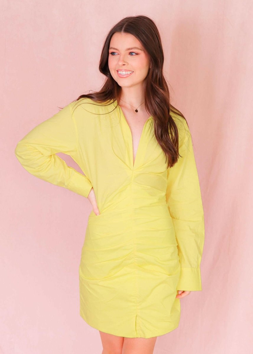 Talking Business Mini Dress - Yellow - MerciGrace BoutiqueDress