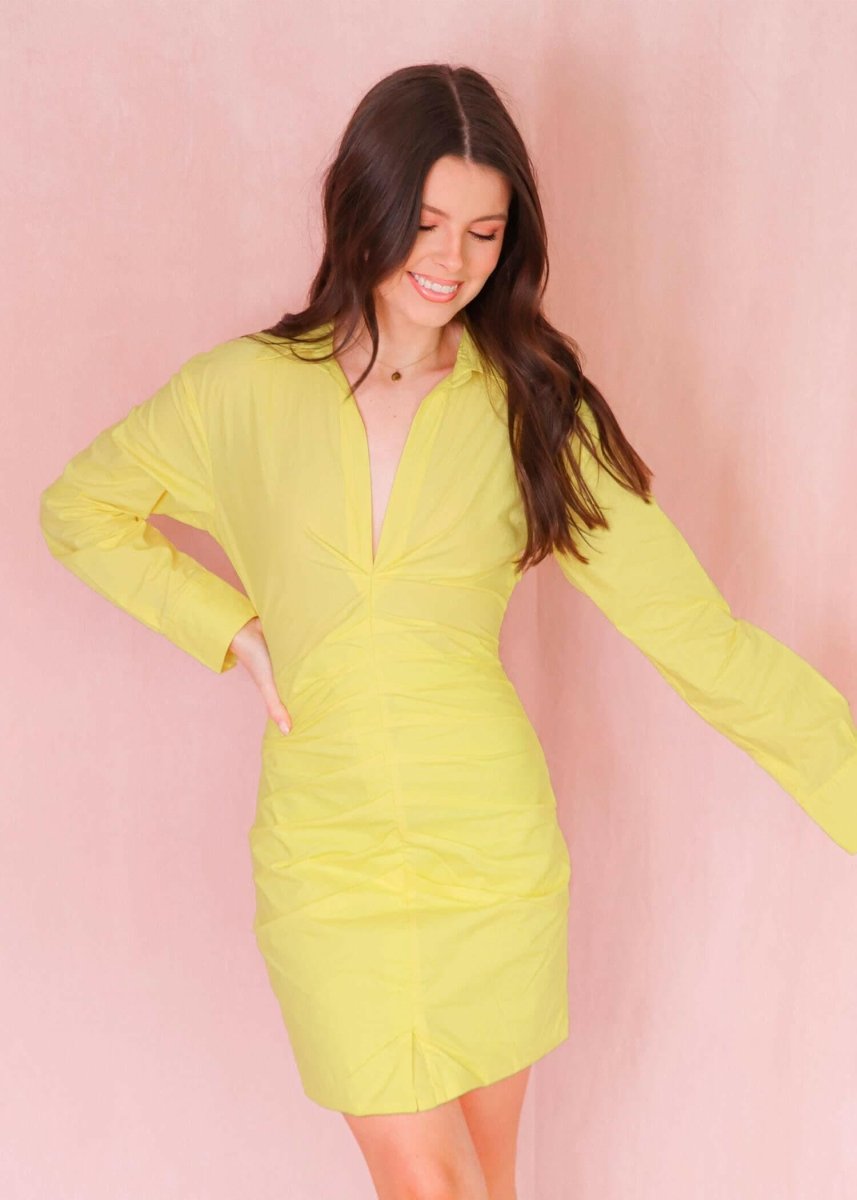 Talking Business Mini Dress - Yellow - MerciGrace BoutiqueDress