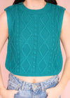 Give Me Something Cropped Vest - Teal Tops MerciGrace Boutique.