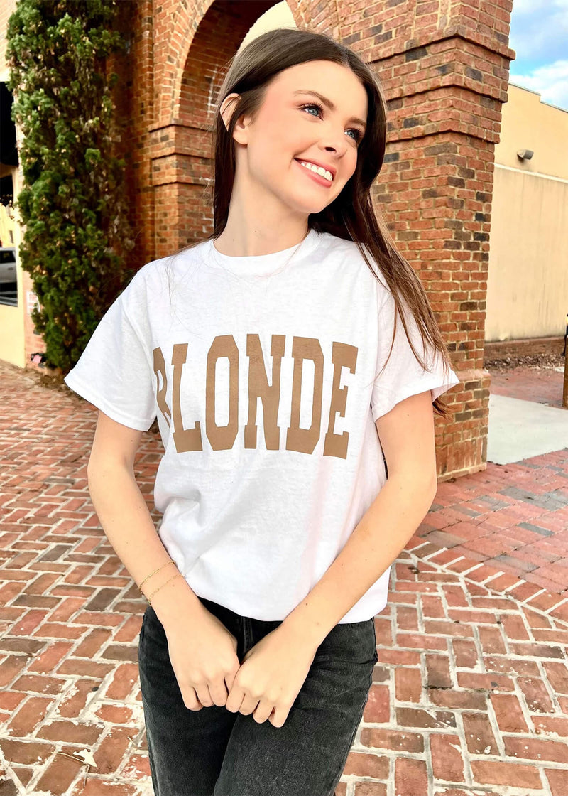 The Blonde Tee - White T-Shirt MerciGrace Boutique.