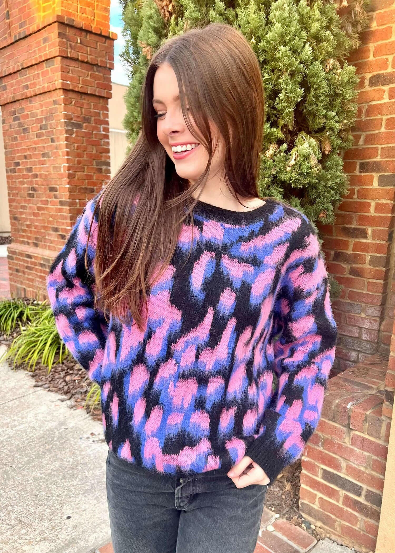 This Is Wild Sweater - Black Multi Tops MerciGrace Boutique.